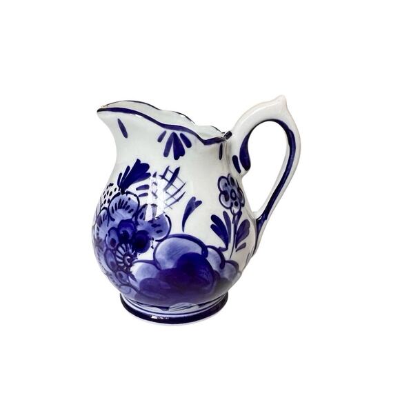 Delfts Blauw 3 Piece Set Creamer Sugar Tray Hand Painted Miniature Ceramic Vtg - Picture 4 of 13